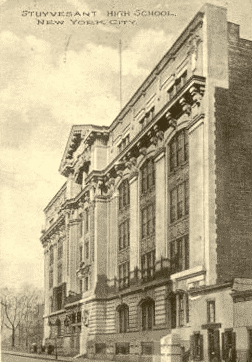 Stuyvesant High School building on 1909 postcard