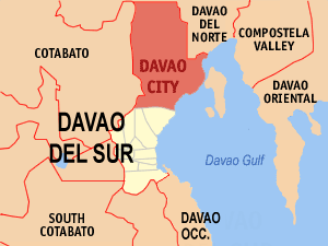 Map of Davao Region particularly Davao del Sur with Davao City highlighted