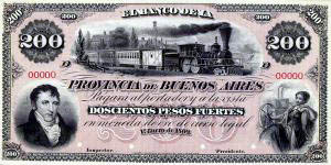 200 pesosfuertes belgrano tren 1869