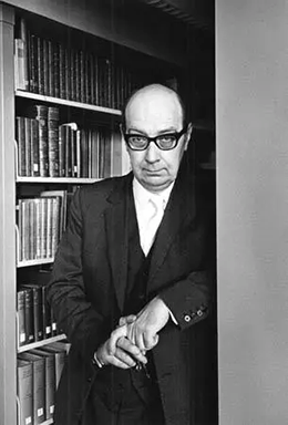 Philip Larkin in a library.gif