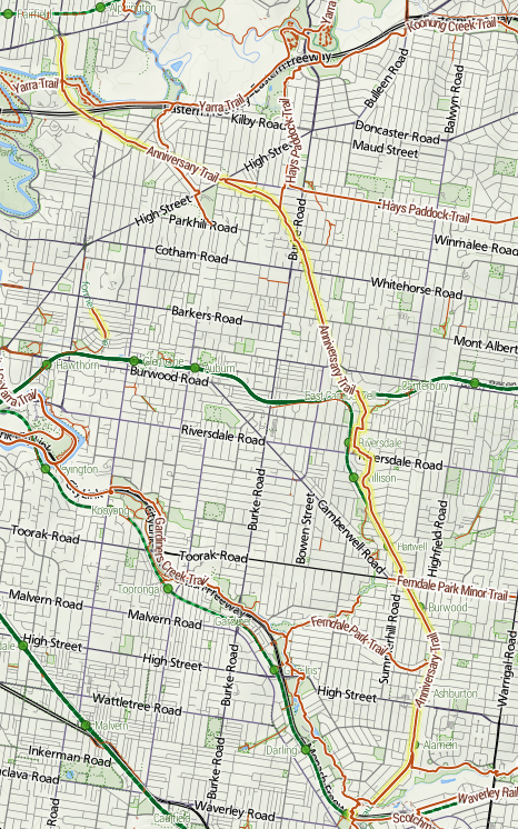 Map of Anniversary Trail Stevage