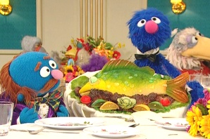 Tv sesame street grover fat blue