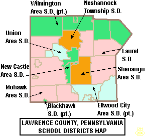 Map of Lawrence County Pennsylvania School Districts