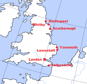 WWI German targets in England (zoomed)