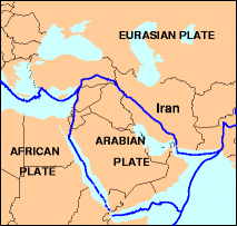 Arabian tectonic plate overview map