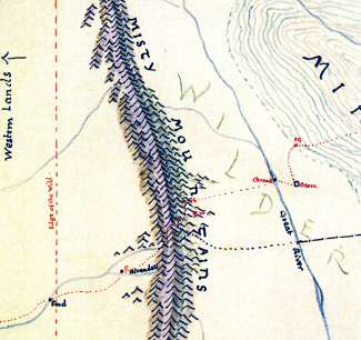 J. R. R. Tolkien's preliminary map of Wilderland (detail)