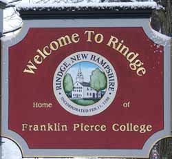 Town sign Rindge NH March 2007