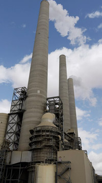 Navajo Generating Station flue gas stacks and scrubber absorber