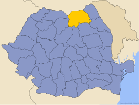 Administrative map of Romania with Suceava county highlighted