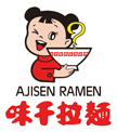 Company logo of Ajisen Ramen, featuring a young girl in a red dress holding a bowl of ramen