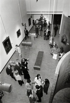 View down from ceiling within the Sarah Campbell Blaffer Gallery