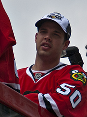 Corey Crawford Blackhawks Victory Parade 2010 (cropped)