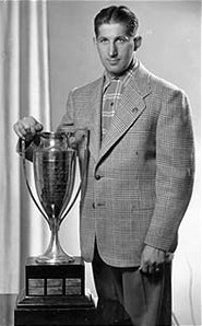 Elmer Lach with Hart Memorial Trophy