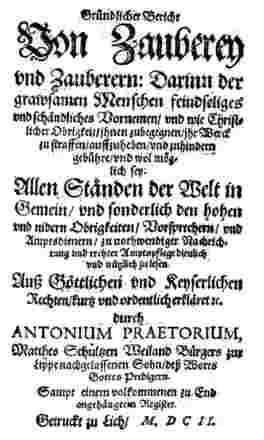 Praetorius Bericht Zauberey 1602 Frontpage