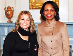 International Women of Courage winner, Valdete Idrizi, with Secretary Rice, March 10, 2008. (U.S. State Department photo).jpg
