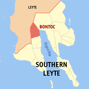 Map of Southern Leyte with Bontoc highlighted