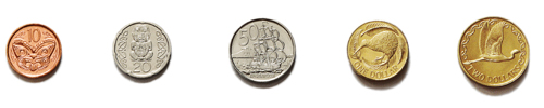 New Zealand dollar coins May 2011