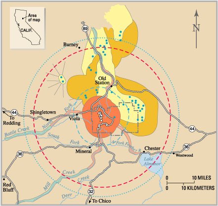 Volcano Hazards of the Lassen area