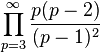 \prod_{p=3}^\infty \frac{p(p-2)}{(p-1)^2} 