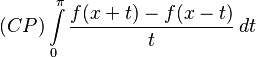 (CP)\int\limits_0^\pi \frac{f(x+t)-f(x-t)}{t} \, dt