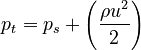 p_t = p_s + \left(\frac{\rho u^2}{2}\right)