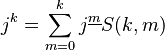 j^k=\sum_{m=0}^k {j^{\underline{m}}} S(k,m)