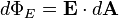 d\Phi_E = \mathbf{E} \cdot d\mathbf{A}