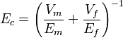 E_c = \left( \frac{V_m}{E_m} + \frac{V_f}{E_f} \right)^{-1}