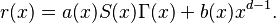 r(x)=a(x)S(x)\Gamma(x)+b(x)x^{d-1}.