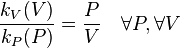  \frac{k_V(V)}{k_P(P)} = \frac{P}{V} \quad\forall P, \forall V