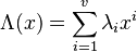 \Lambda(x) = \sum_{i=1}^v \lambda_i x^i