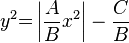 y^2 {{=}} \left | \frac{{A}}{{B}}x^2\right | - \frac{{C}}{{B}}