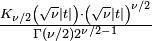 \textstyle\frac{K_{\nu/2} \left(\sqrt{\nu}|t|\right)
                    \cdot \left(\sqrt{\nu}|t| \right)^{\nu/2}}
                    {\Gamma(\nu/2)2^{\nu/2-1}}