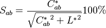 {\displaystyle S_{ab} = \frac{C^*_{ab}}{\sqrt{{C^*_{ab} }^2 + {L^*}^2}} 100\%}