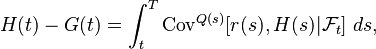 H(t) - G(t) = \int_{t}^{T} \mathrm{Cov}^{Q(s)} [r(s),H(s)|\mathcal{F}_t] \  ds, 