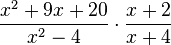 \frac{x^2+9x+20}{x^2-4} \cdot \frac{x+2}{x+4}