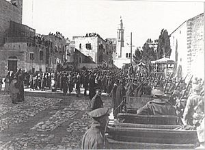 4th Sussex Regiment marching through Bethlehem, 9 December 1917 (IWM Q12620)