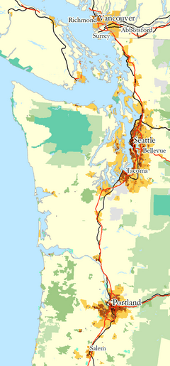 Cascadia megacity map