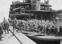 Disembarking at Hoboken piers WW I