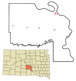 Location in Lyman County and the state of South Dakota