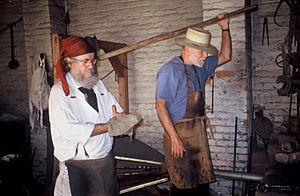 Making nails at Sutter's Fort, Sacramento