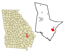 Location in Tattnall County and the state of Georgia