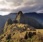 Ruins of a city in the mountains.