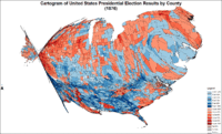 CartogramPresidentialCounty1876Colorbrewer