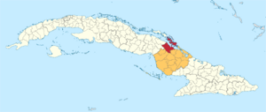 Esmeralda municipality (red) within  Camagüey Province (orange) and Cuba