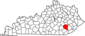 Map of Kentucky highlighting Clay County