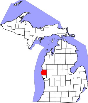 Map of Michigan highlighting Oceana County