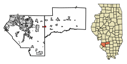 Location of New Baden in Clinton County, Illinois.