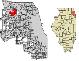 Location of Schaumburg in Cook and DuPage Counties, Illinois