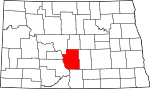 State map highlighting Burleigh County